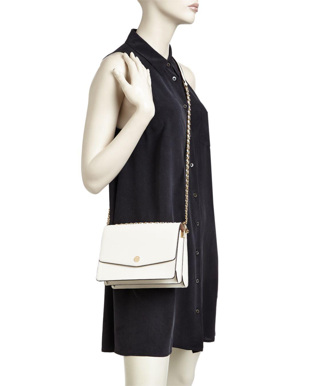 Tory Burch Robinson Convertible Leather Shoulder Bag in Black/Gold ...