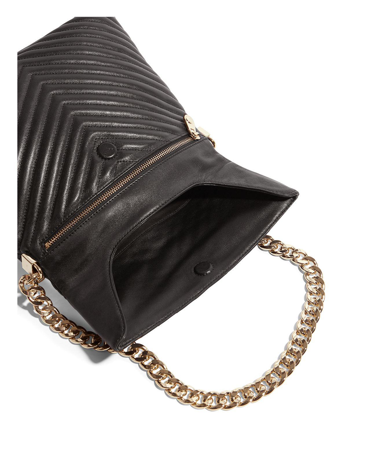 karen millen leather regent chain bag black
