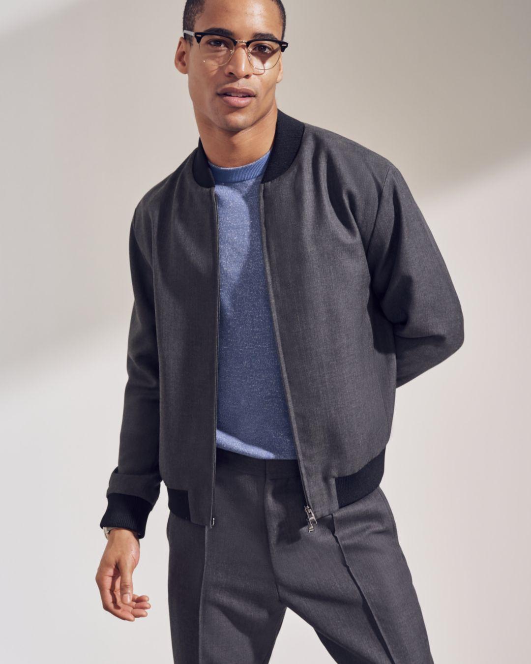 BOSS by HUGO BOSS Nolwin Wool Slim Fit Bomber Jacket in Gray for Men | Lyst