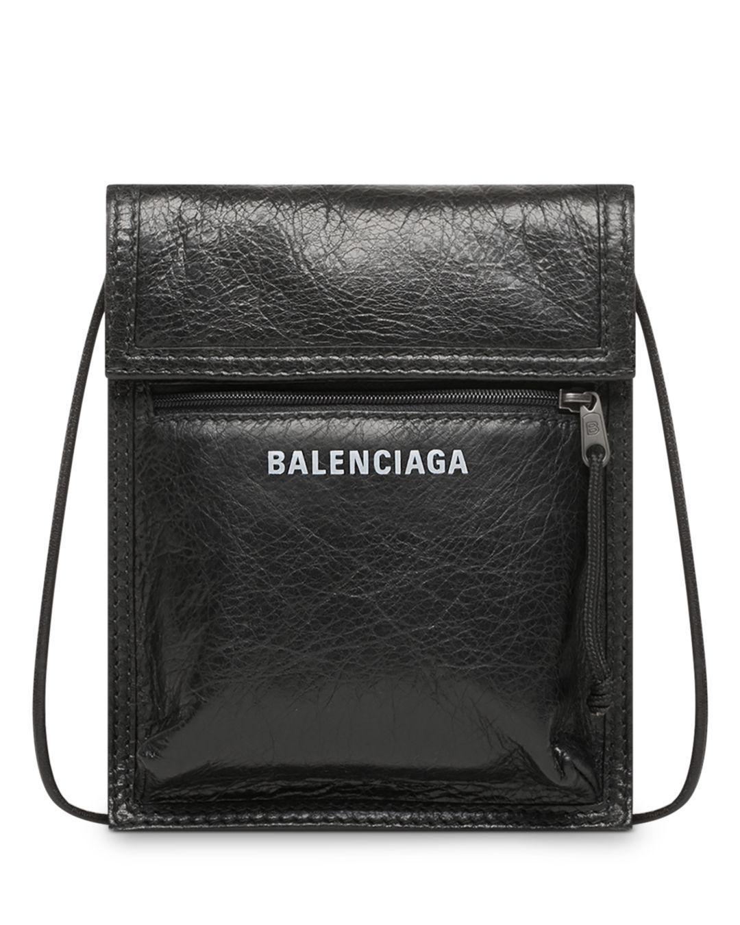 Balenciaga Explorer Small Leather Pouch With Strap in Black for Men | Lyst