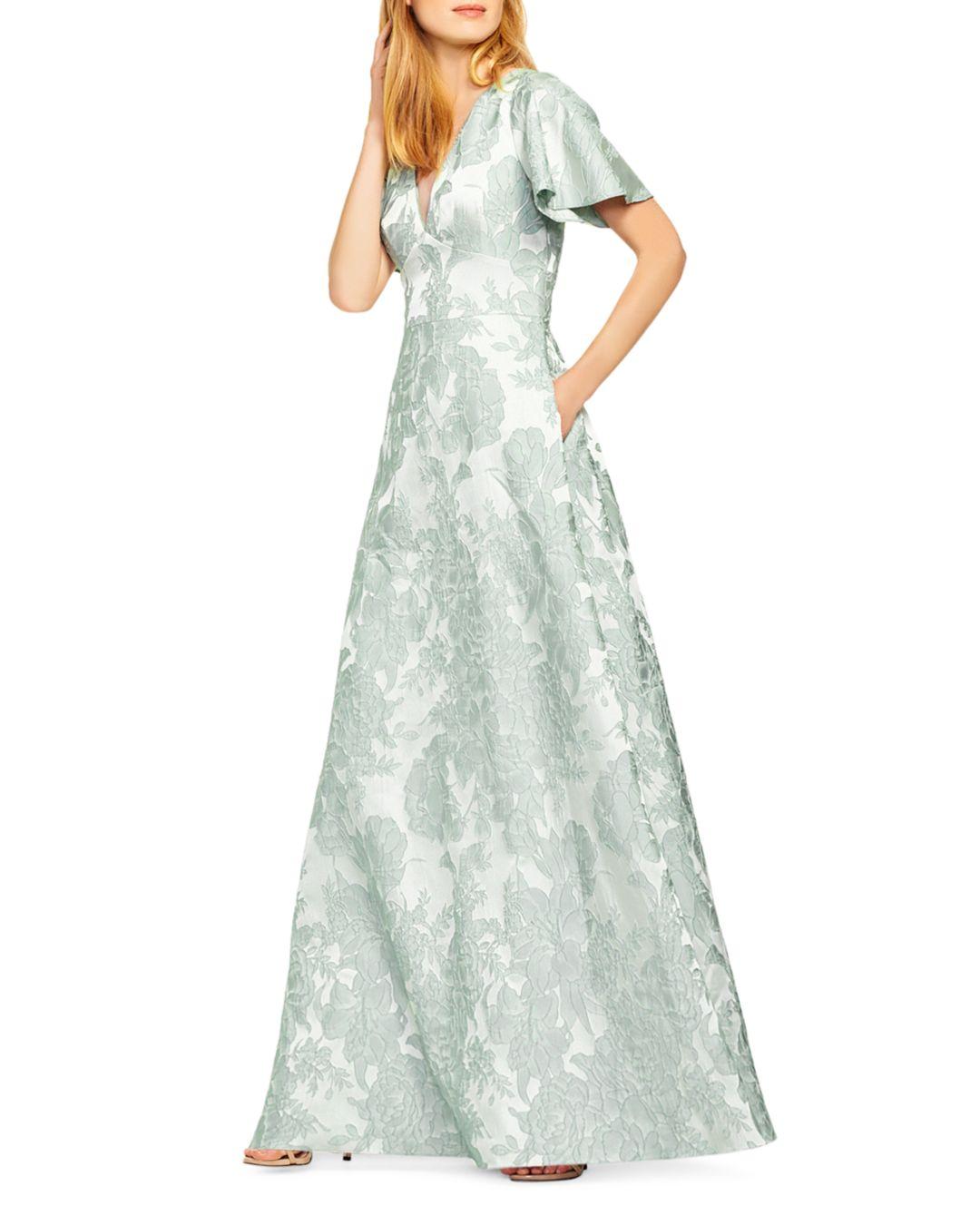 aidan mattox floral jacquard ball gown