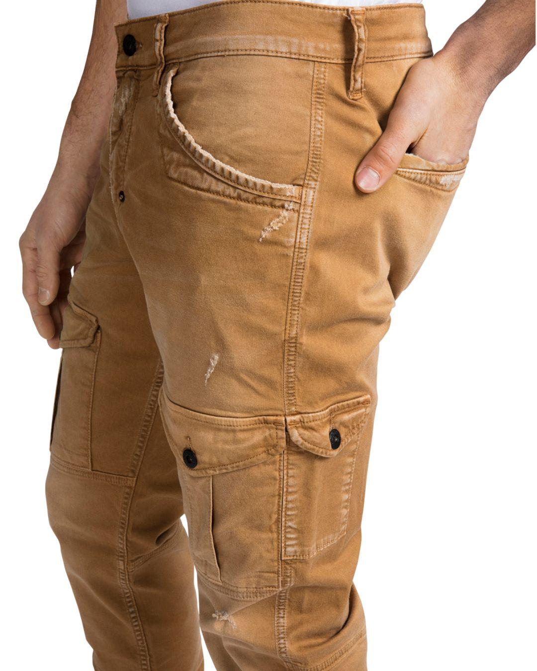 PRPS Faded Slim Fit Stretch Cargo Pants In Khaki in Natural for Men - Lyst