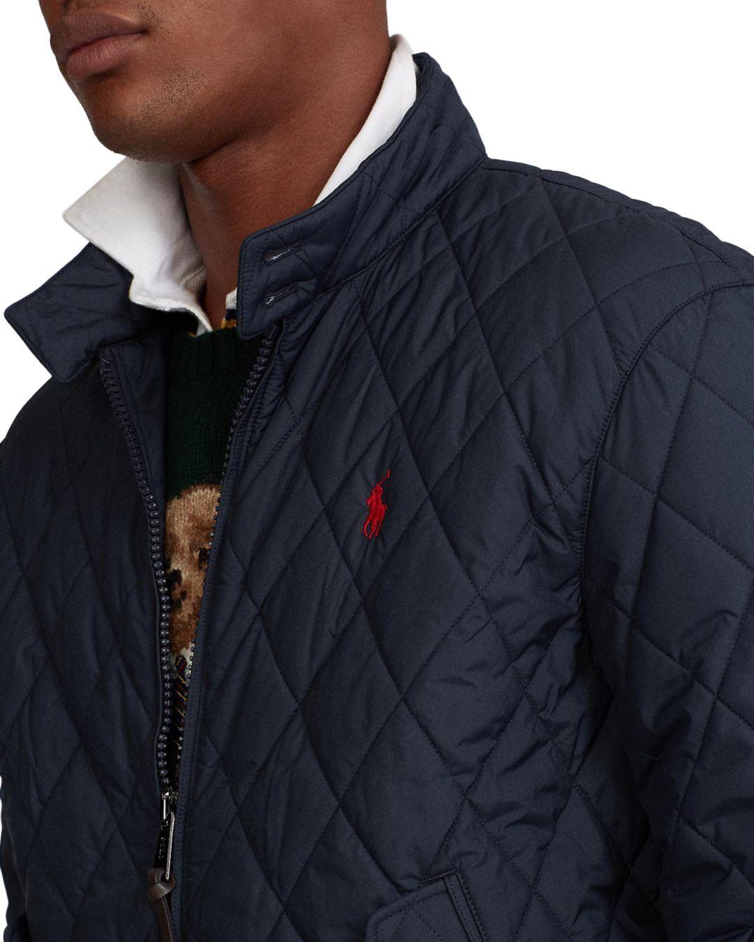 Polo Ralph Lauren Leather Water - Repellent Quilted Jacket in Navy ...