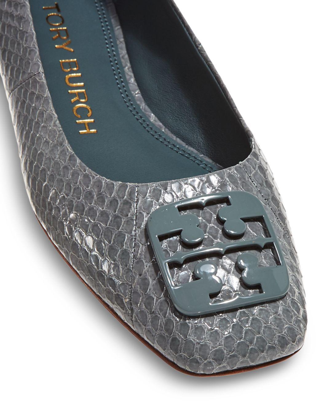 Tory Burch Leather Georgia Square-toe Snakeskin Ballet Flats in 