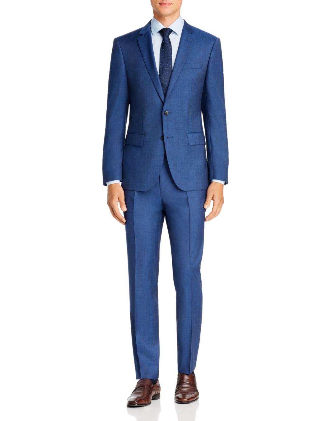 BOSS by HUGO BOSS Wool Huge/genius Twill Solid Slim Fit Suit in Blue for  Men - Lyst