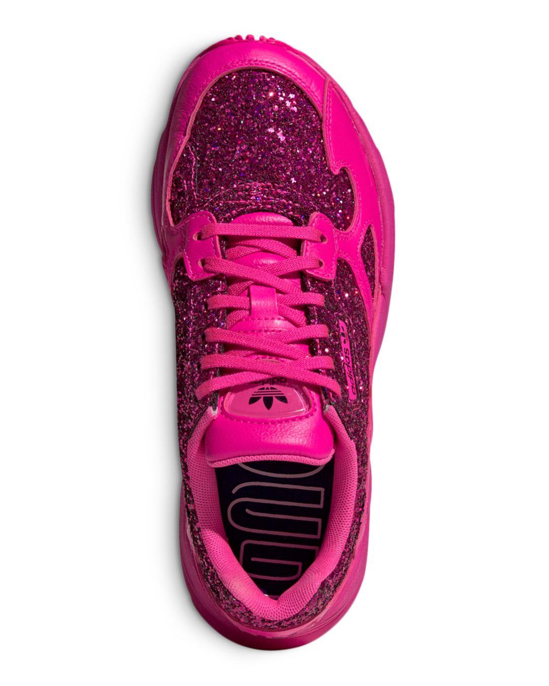 adidas originals premium pink glitter falcon sneakers
