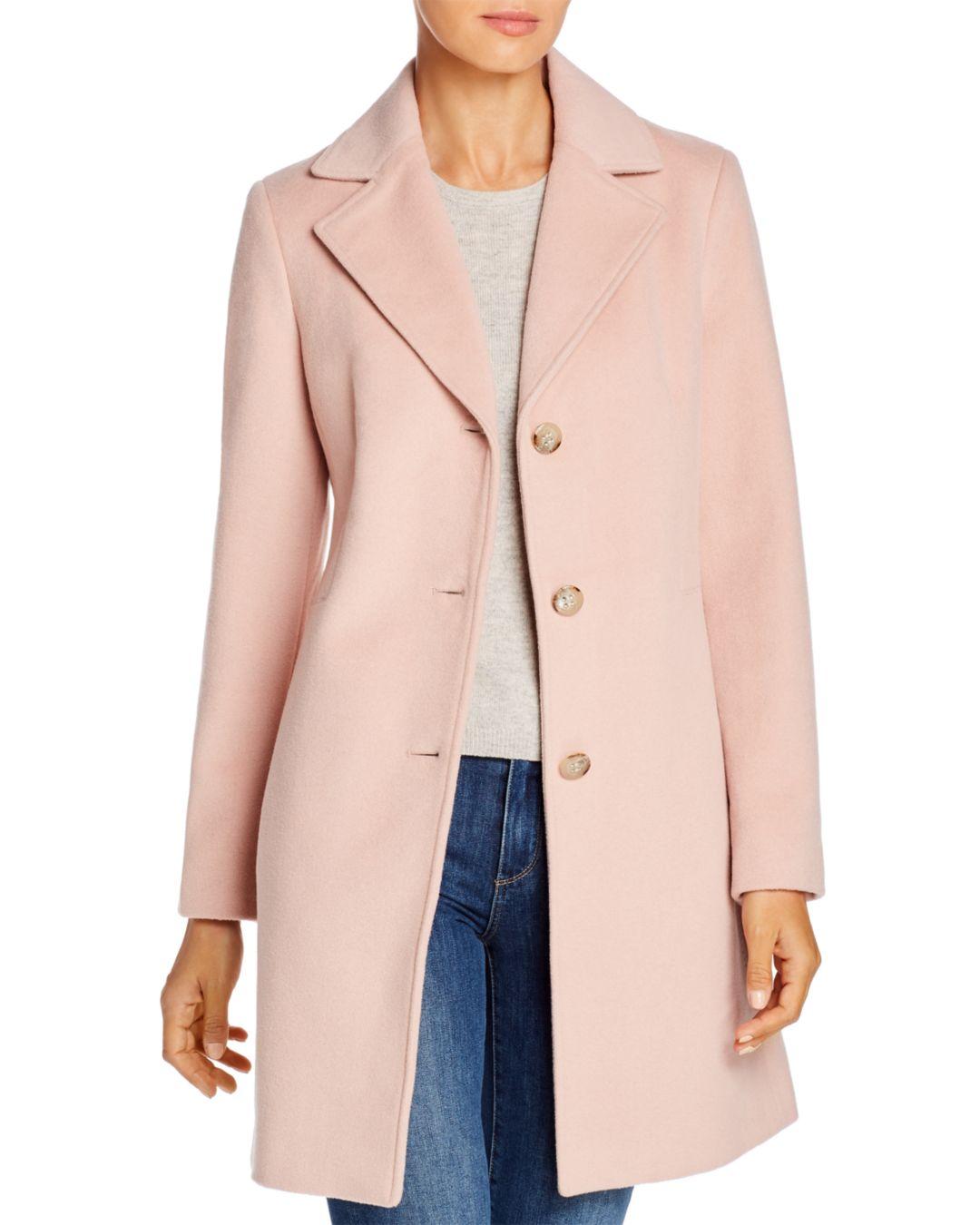 Calvin Klein Wool Single - Breasted Button Front Coat in Blush (Pink) - Lyst
