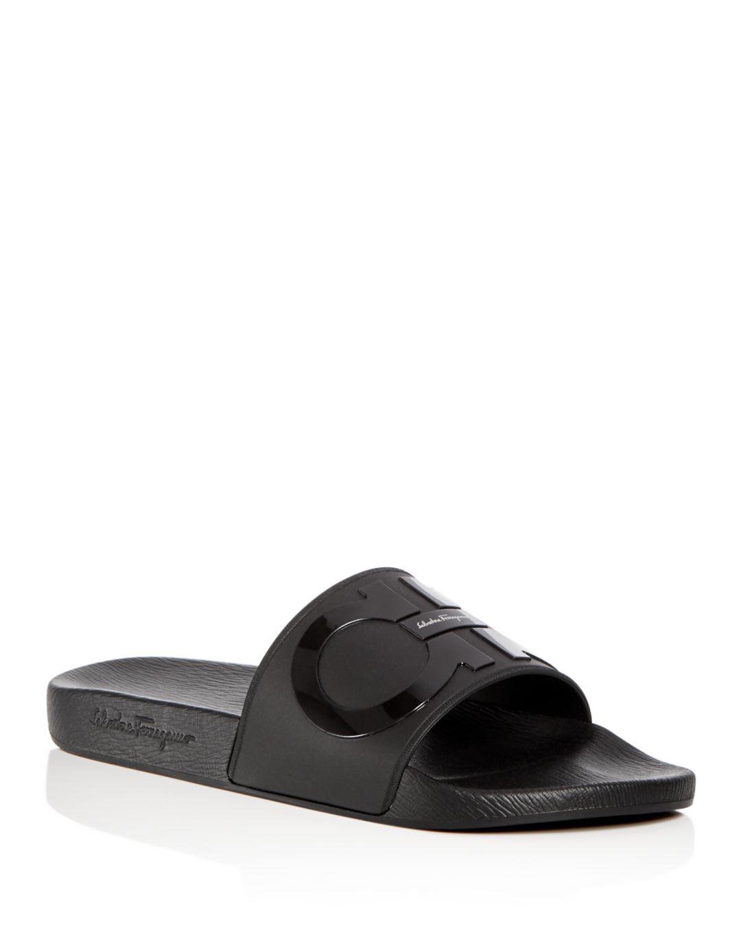 black ferragamo slides