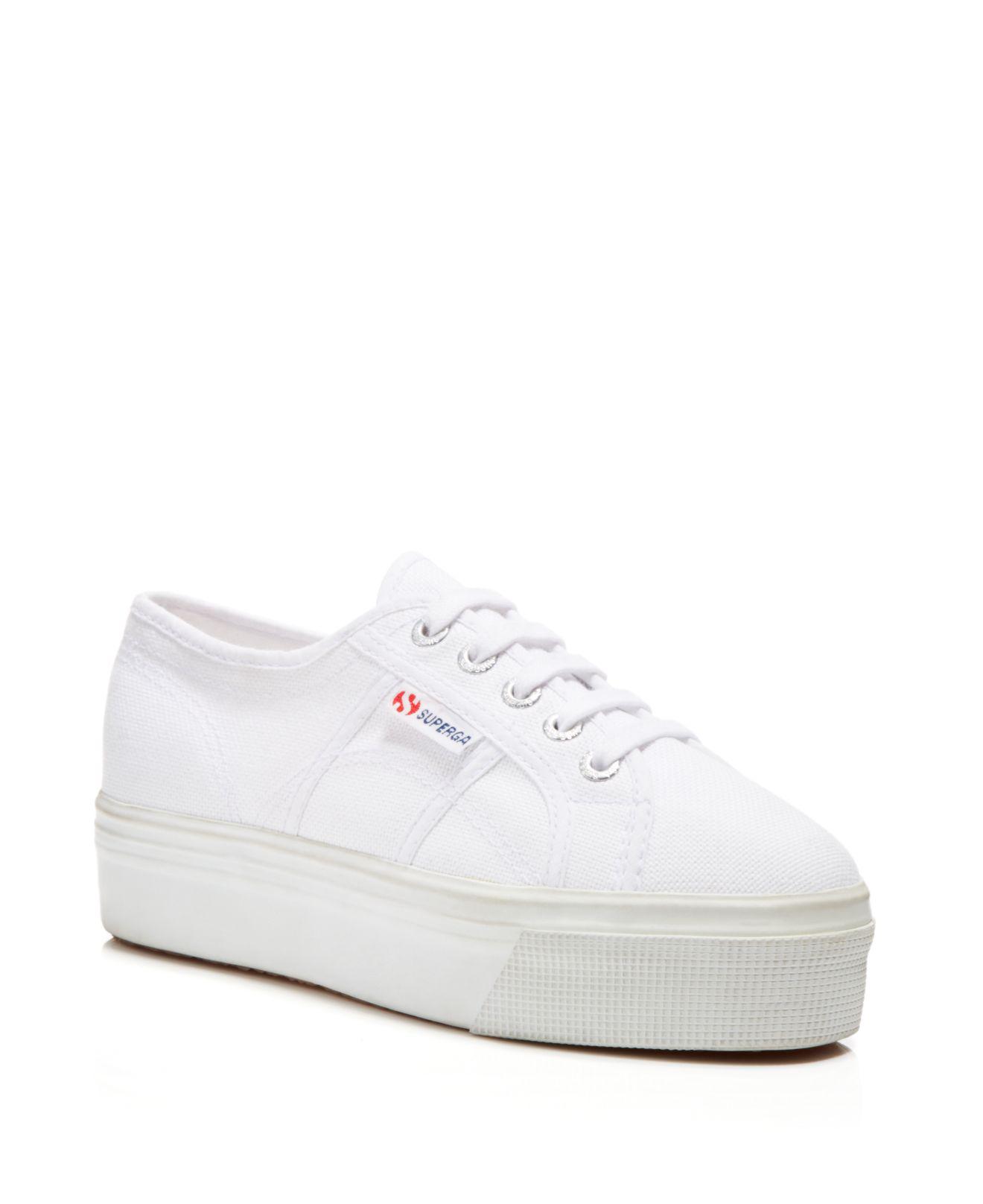 Superga Lace Up Platform Sneakers in White - Lyst