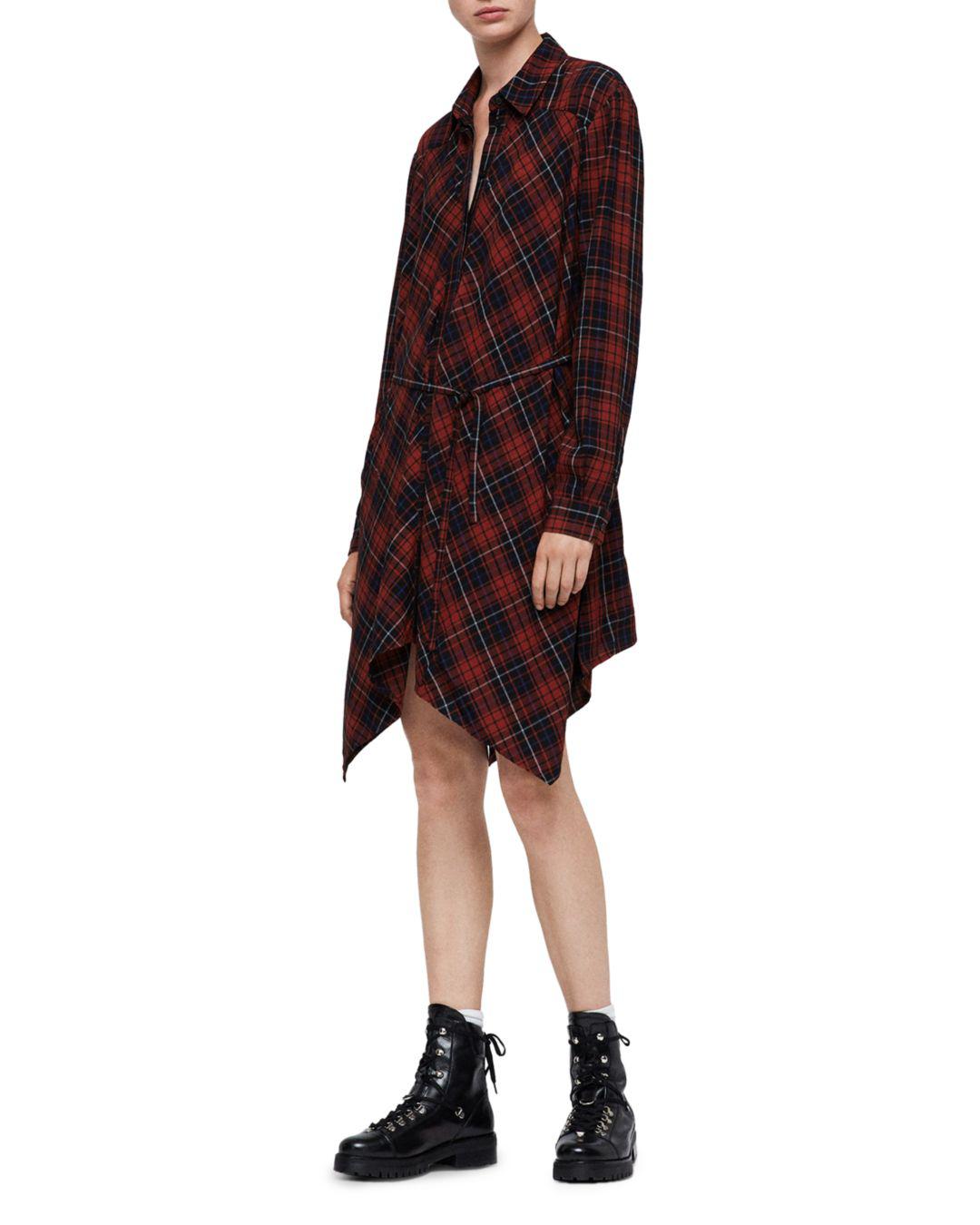all saints tartan shirt dress
