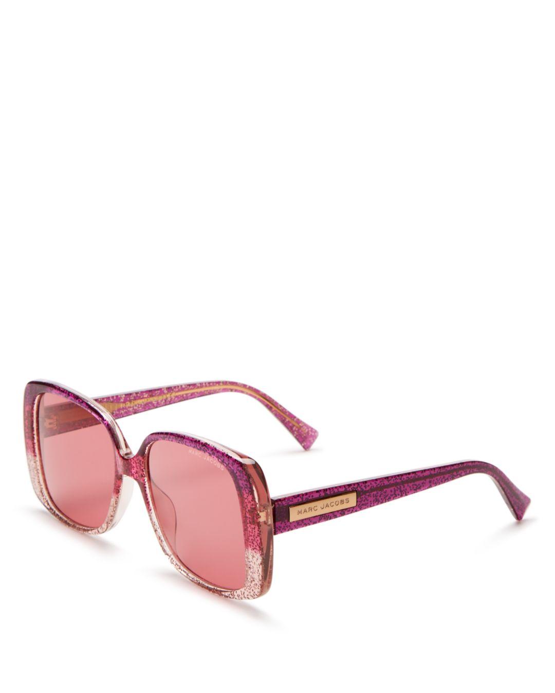 Marc Jacobs Women's Square Sunglasses in Violet Glitter/Burgundy (Pink) -  Lyst