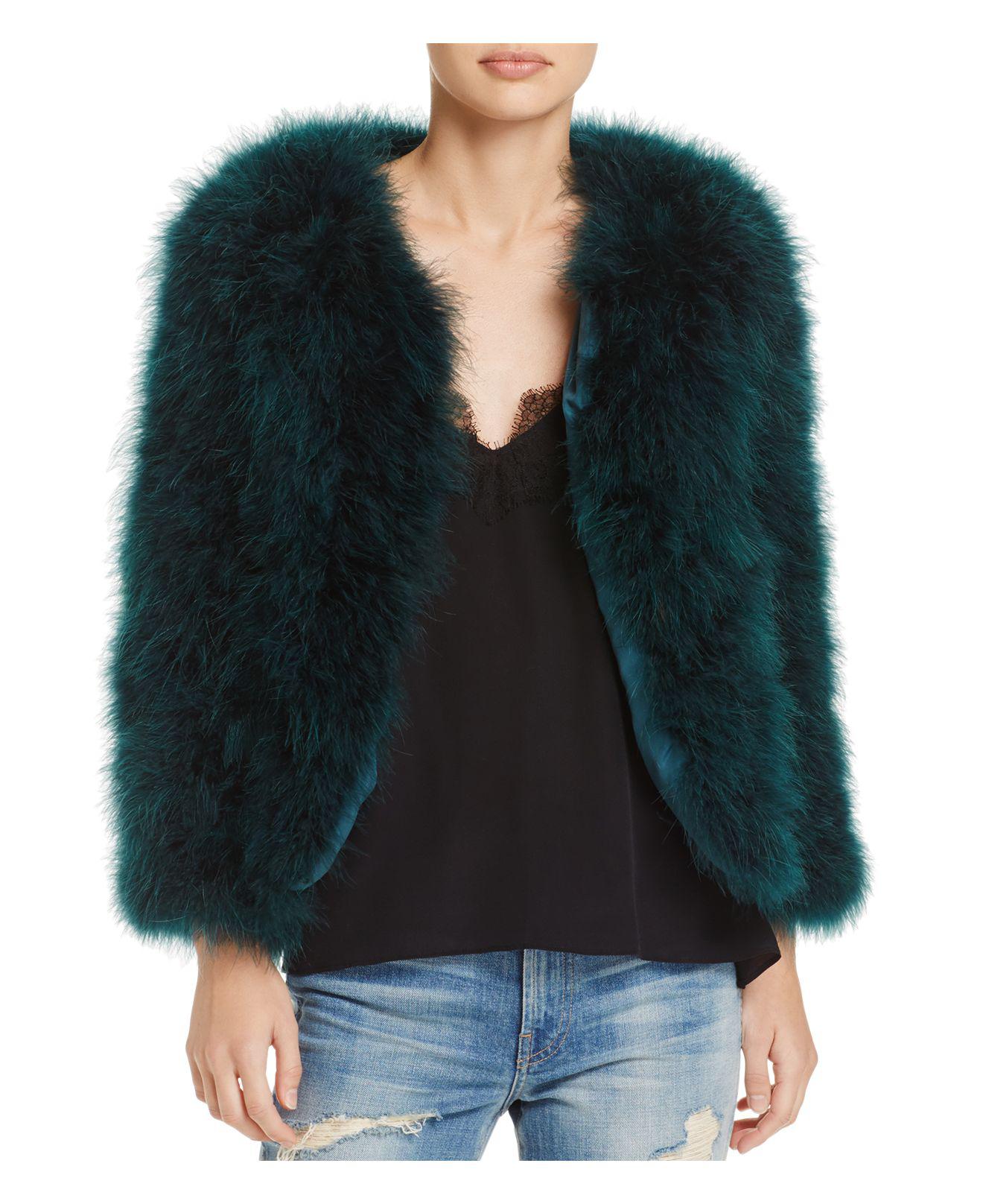 Lyst - Pellobello Fluffy Feather Fever Jacket in Green