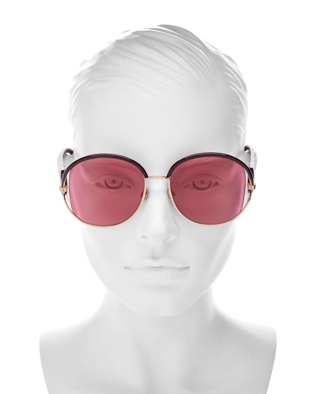 Dior Women's New Volute Round Sunglasses in Gold Violet/Pink (Pink 