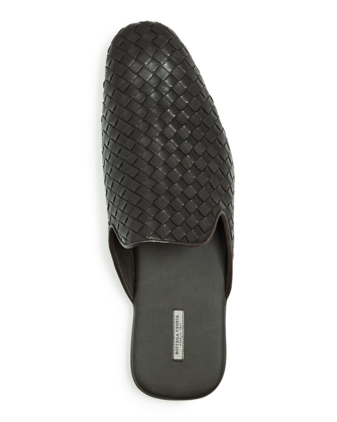 Bottega Veneta Men's Woven Leather Slippers in Brown for Men | Lyst