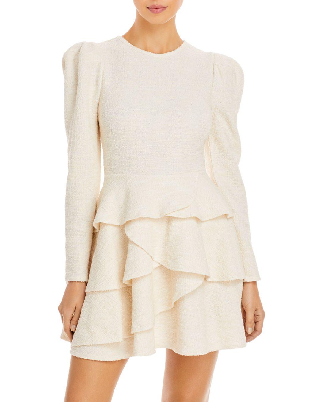 Aqua Synthetic Puff Sleeve Ruffle 
