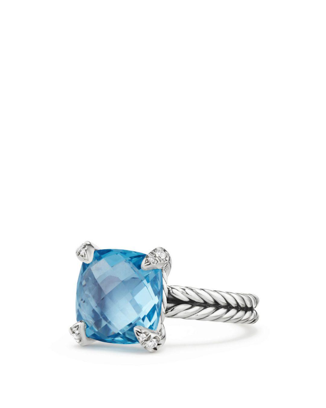 David Yurman Châtelaine® Ring With Blue Topaz And Diamonds Lyst