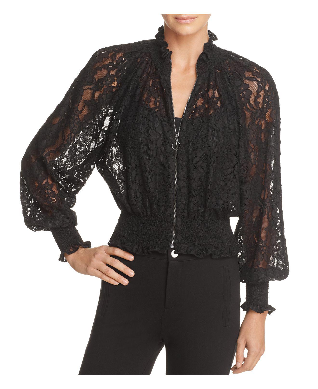 Rebecca Taylor Lace Bomber Jacket in Black Lyst