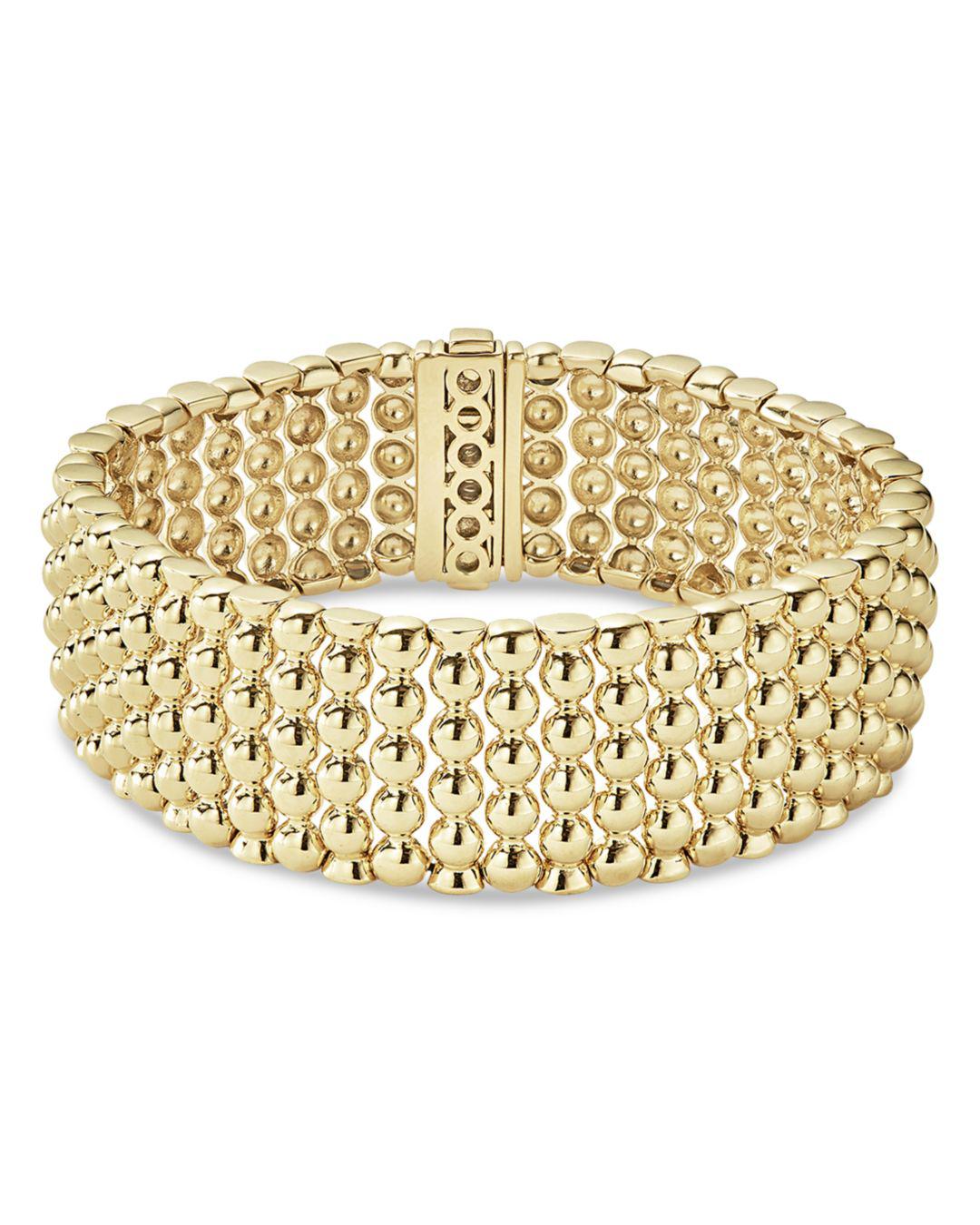 Lagos Caviar Gold Collection 18k Gold Wide Beaded Bracelet in Metallic