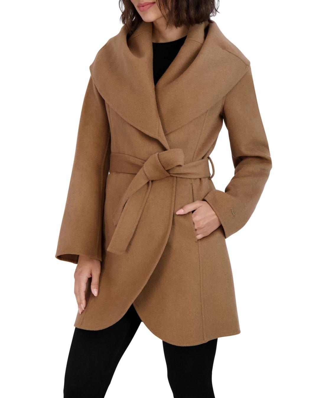 tahari women's marilyn double face belted wrap coat