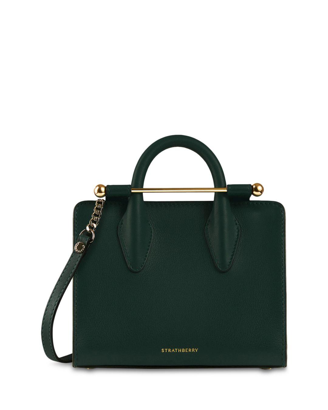 STRATHBERRY: Nano Tote leather bag - Bottle Green  Strathberry mini bag  NANO TOTE (SC) - W online at