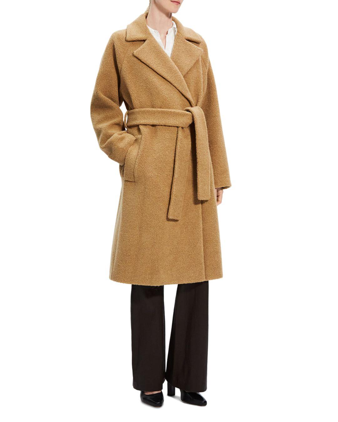 Theory Teddy Belted Coat in Natural | Lyst