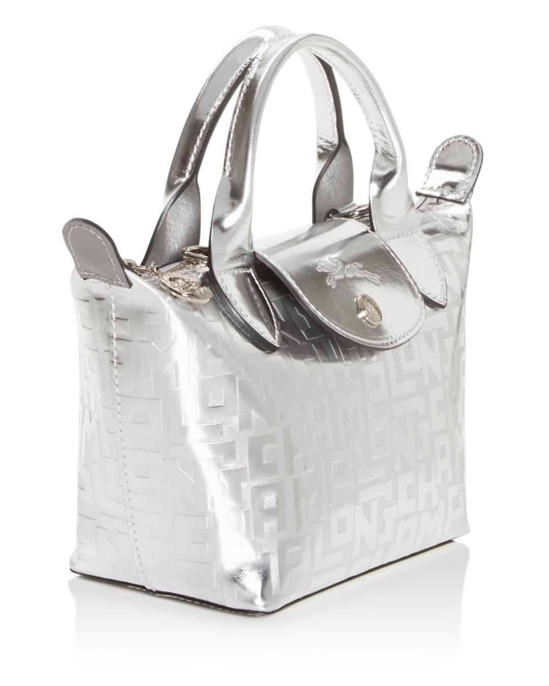 Longchamp Le Pliage Cuir Mini Leather Handbag in Metallic | Lyst