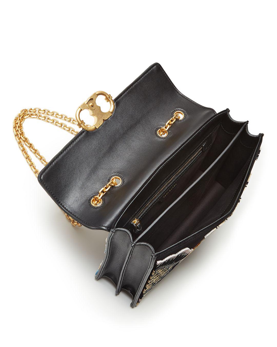 Tory Burch Gemini Link Mixed Floral Print Velvet Crossbody in Black Lyst