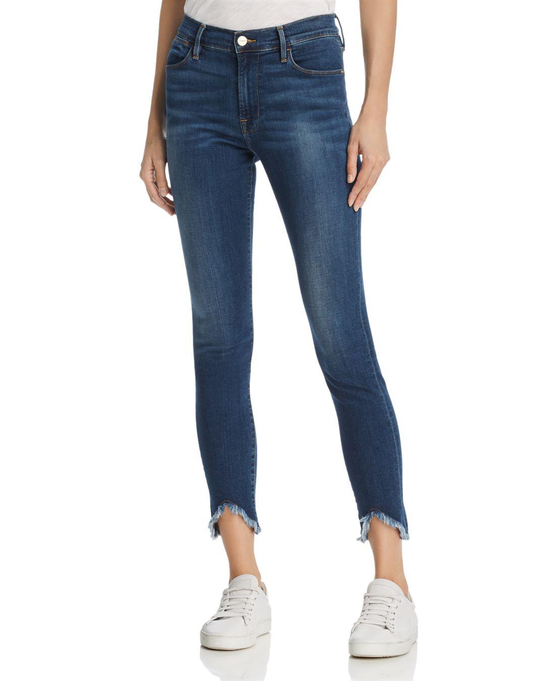 FRAME Denim Le High Skinny Triangle Hem Jeans In Sulham in Blue - Lyst