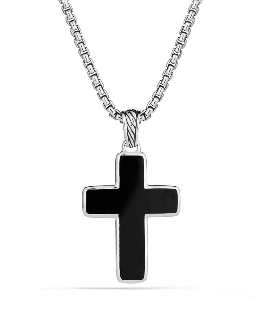 David Yurman Onyx Sterling Silver Exotic Stone Cross in Black/Silver