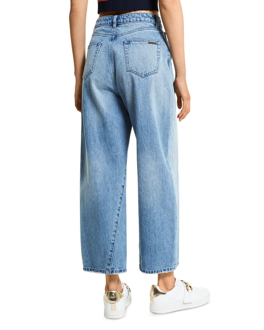 MICHAEL Michael Kors Denim Cropped Wide Leg Jeans In Vintage Classic Wash  in Blue | Lyst