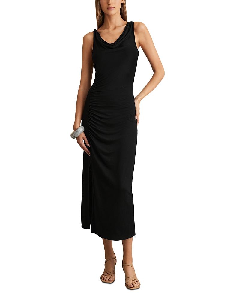 【海外限定】REISSドレス☆Black Paige Cowl-Neck Ruched Jersey Reiss Paige Jersey Dress in Black | Lyst