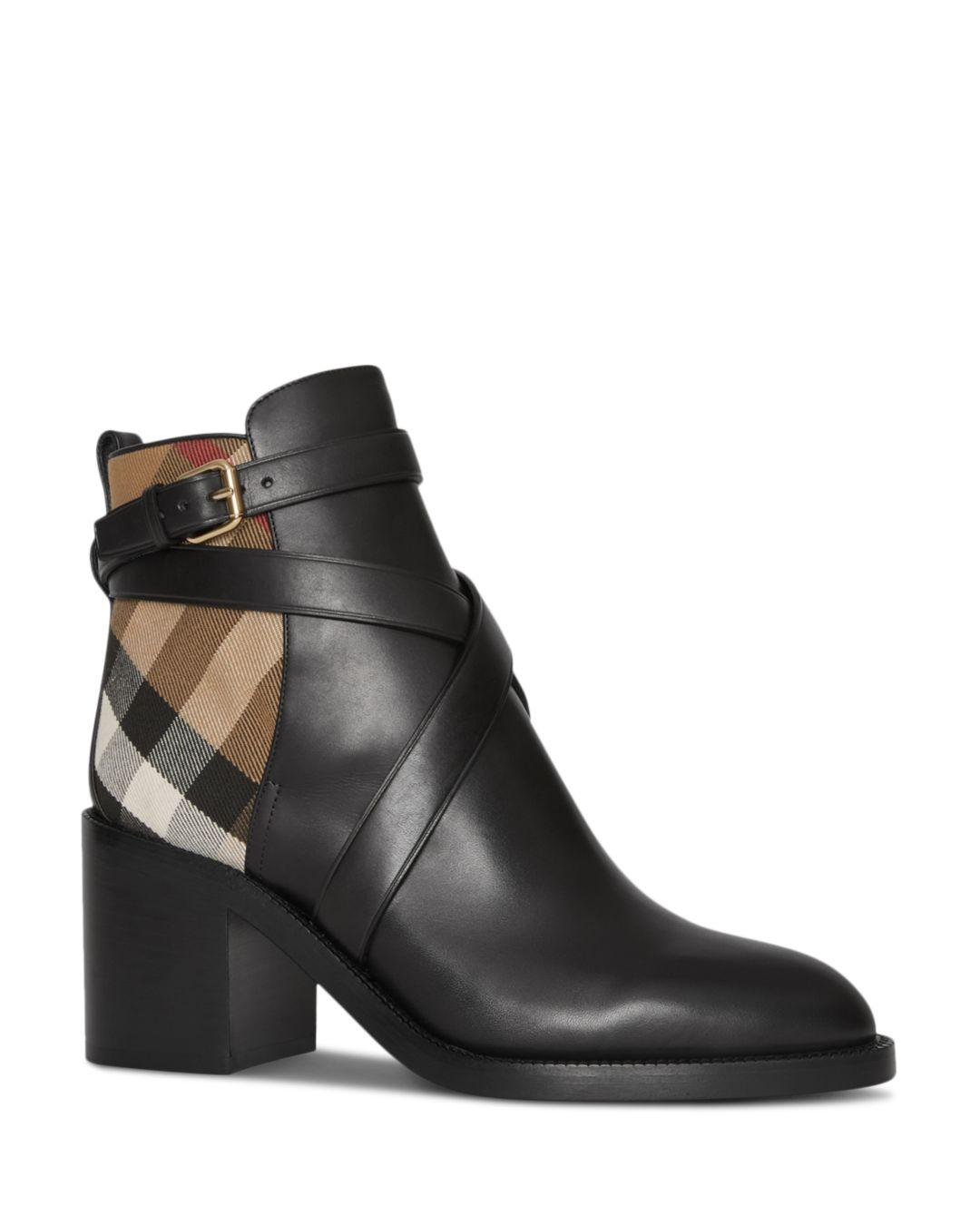 burberry house check leather bootie