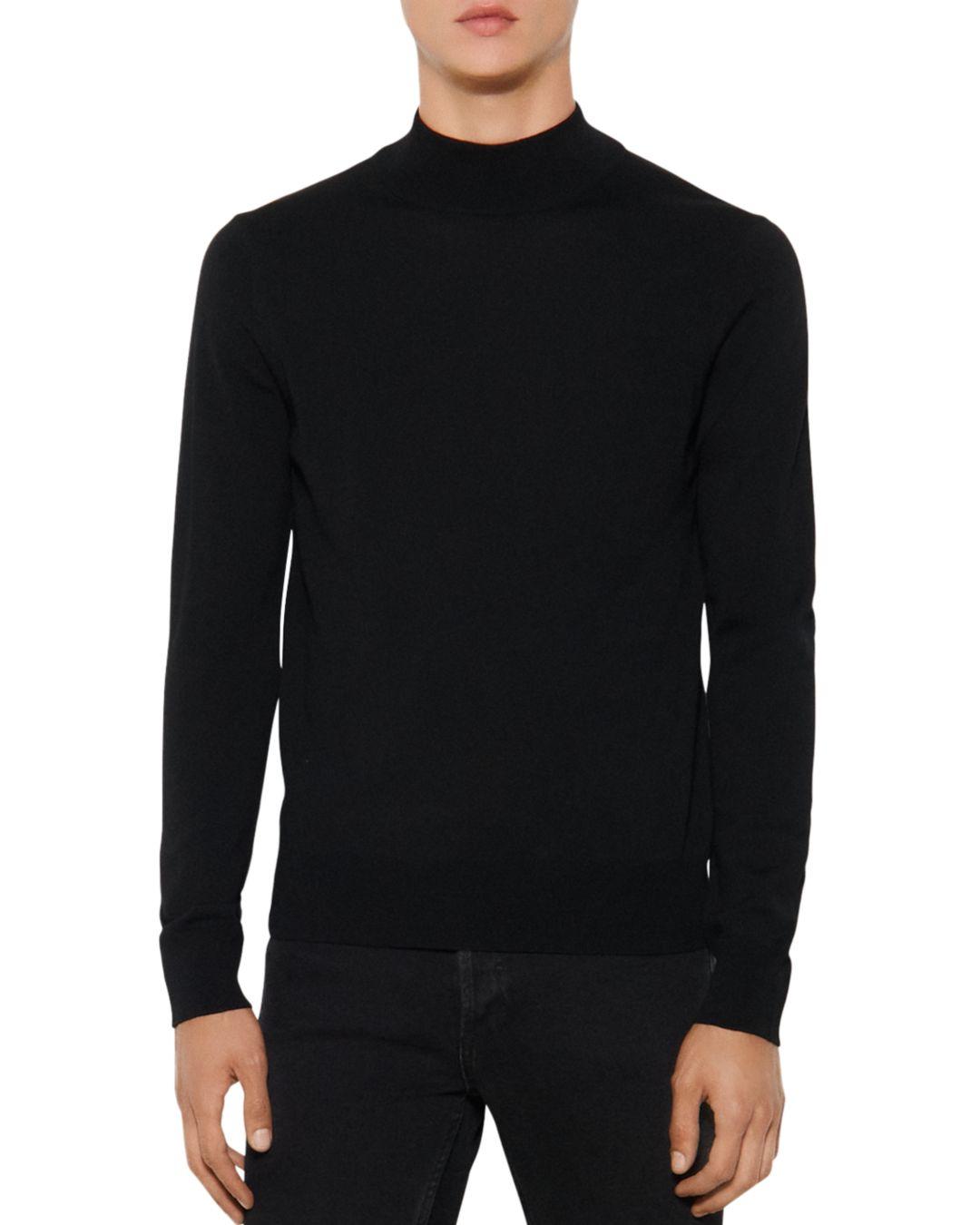 Sandro Wool Industrial Slim Fit Sweater in Black for Men - Lyst