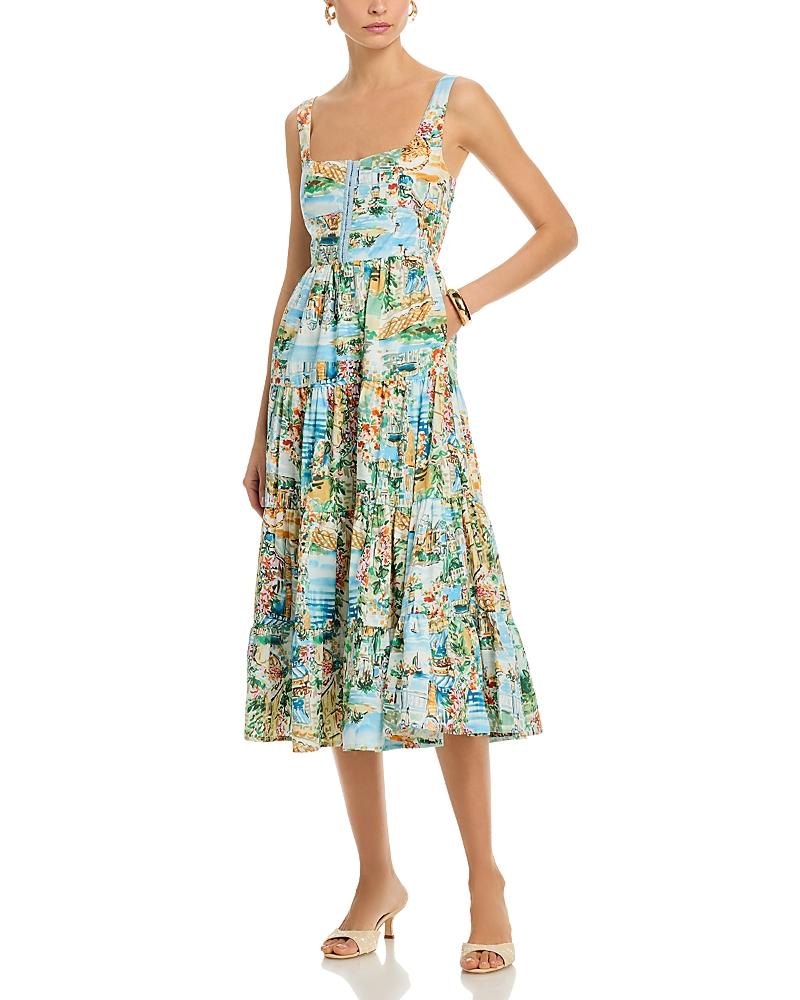 boho midi summer dresses BOHO OFF SHOULDER NAVY + White PRINT RUFFLE MIDI/ MAXI DRESS SMALL