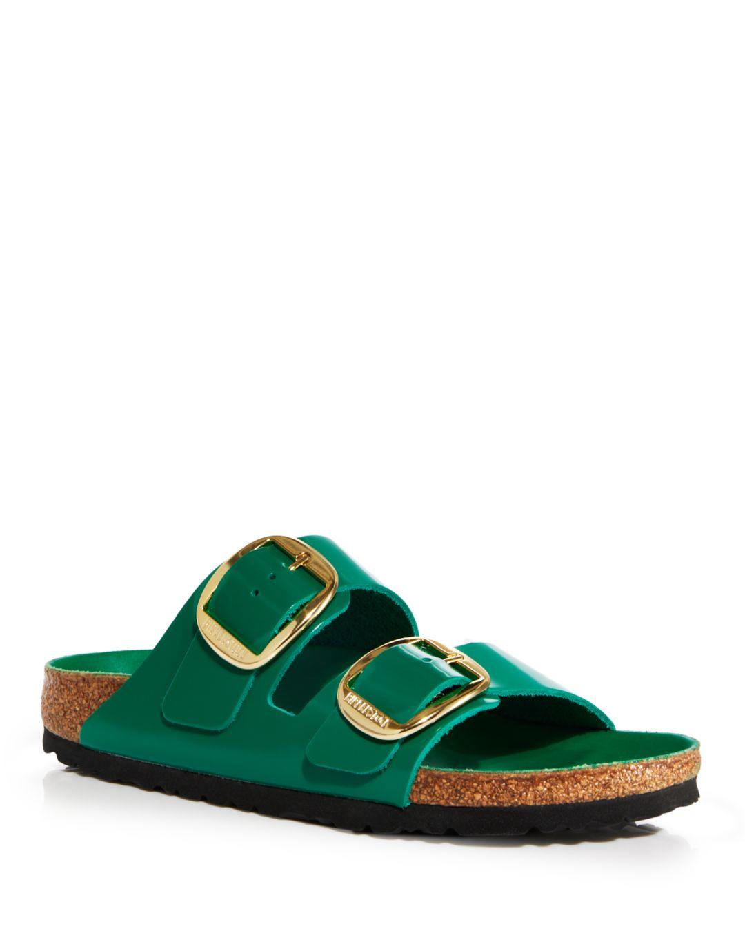 Birkenstock Arizona High Shine Big Buckle Slide Sandals in Green Lyst