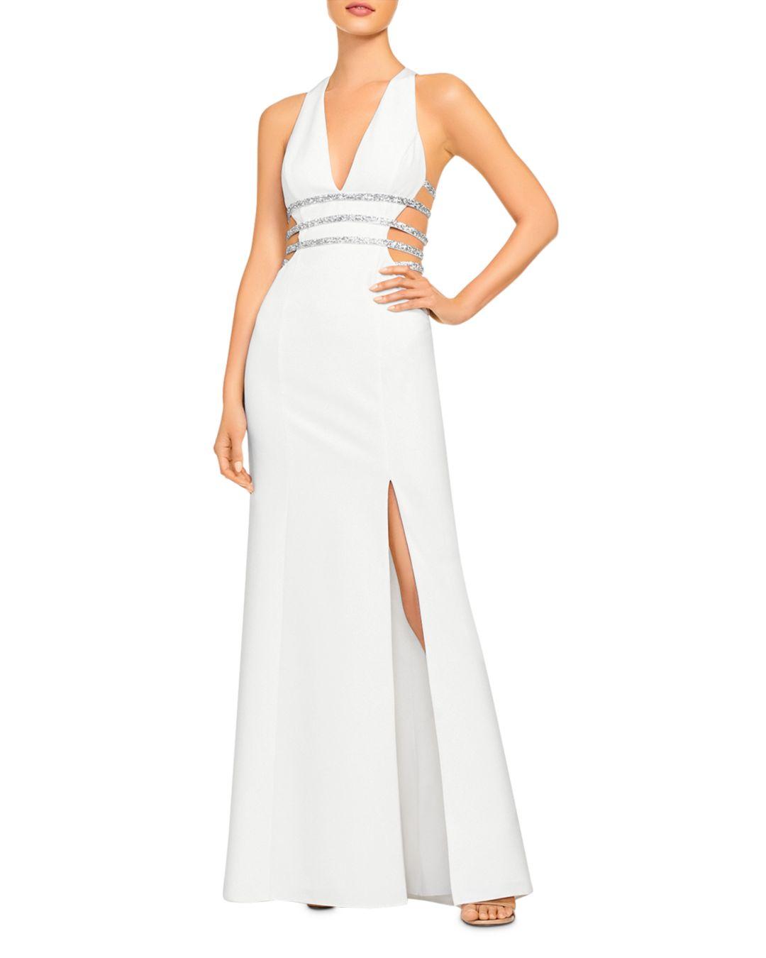 aidan mattox sequin plunge gown
