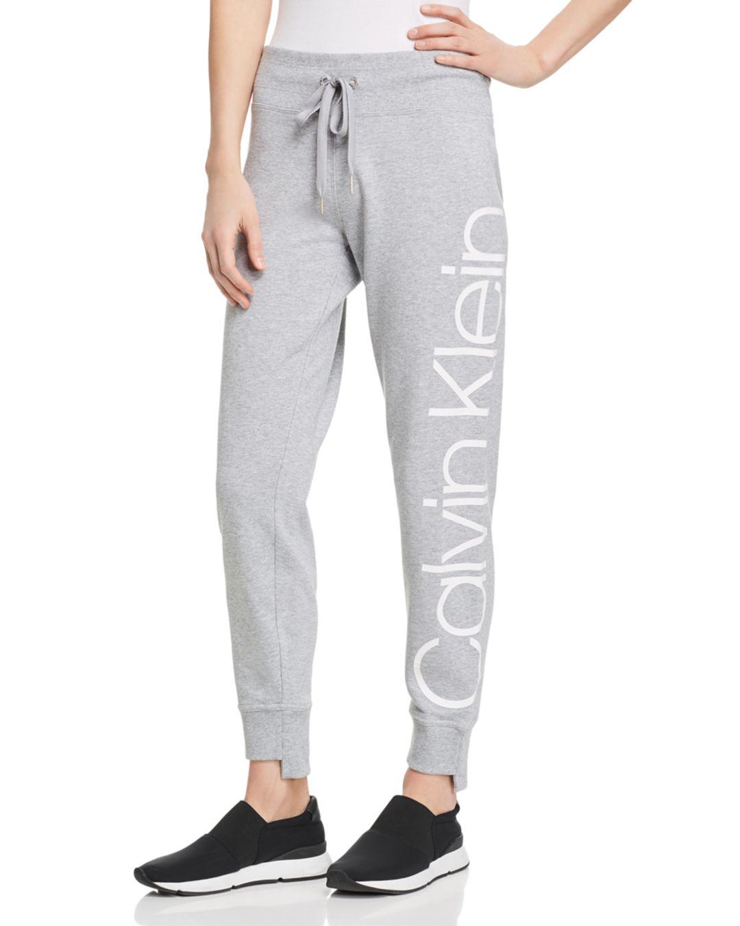 Calvin Klein Performance Step - Hem Logo Sweatpants in Gray | Lyst