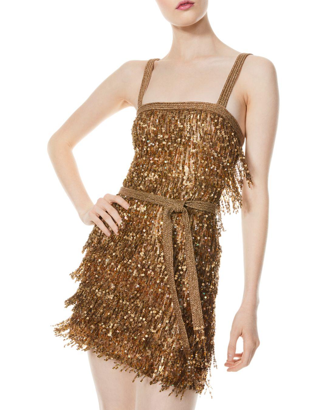 sequin fringe mini dress