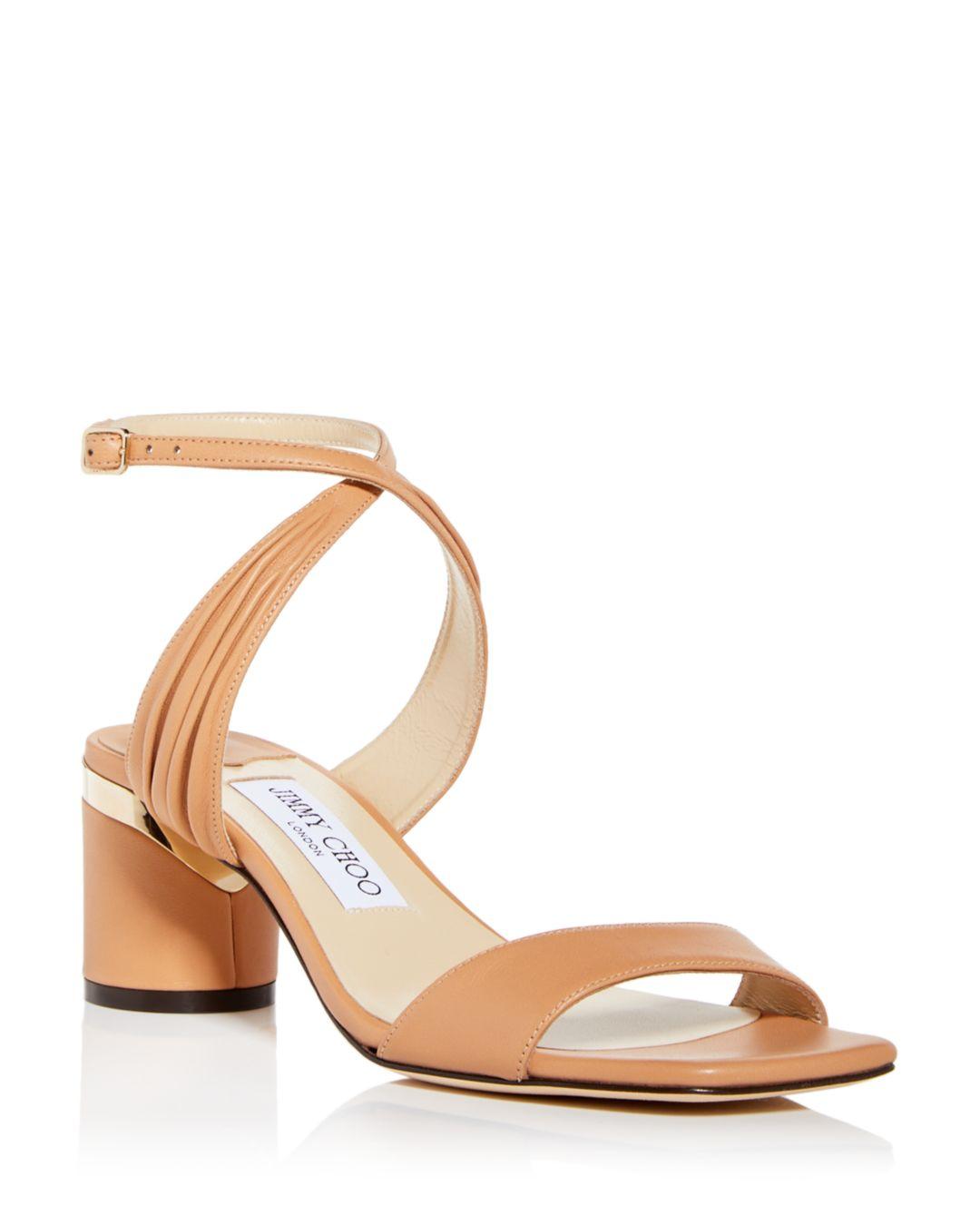Nude Patent Block Heel Sandals | MBMG