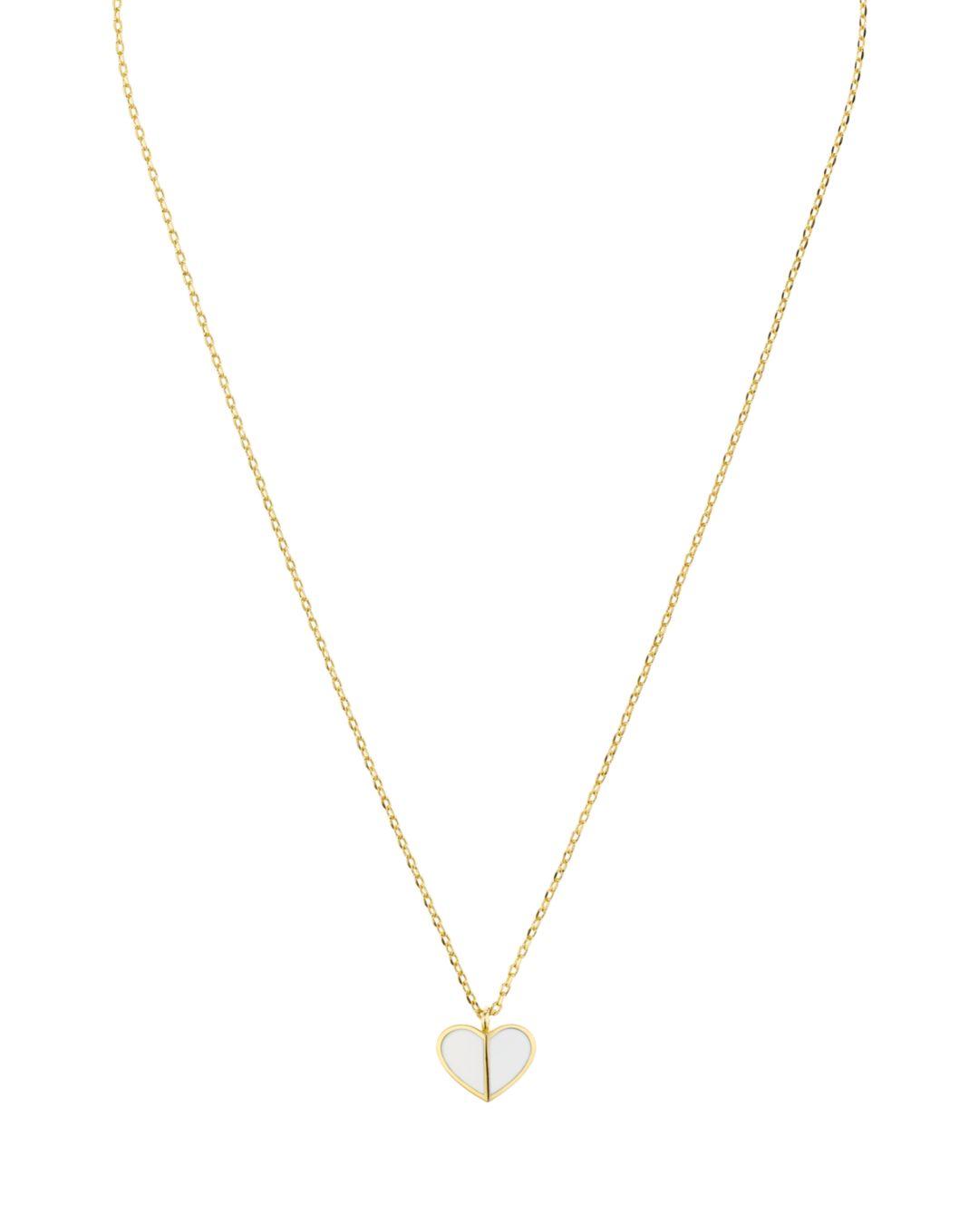 Kate Spade Heritage Spade Enamel Heart Mini Pendant in White/Gold