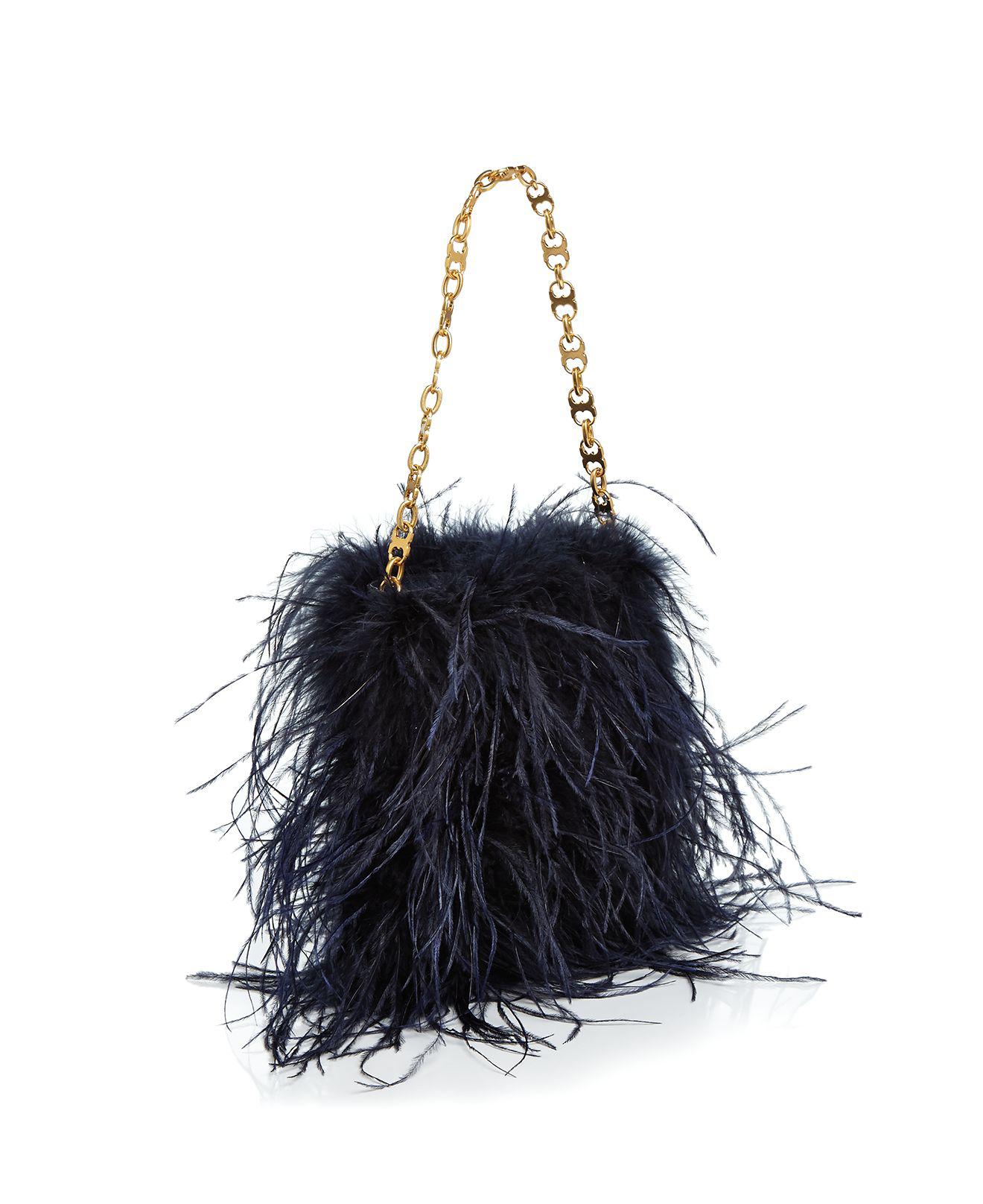 Tory Burch Ostrich Feather Mini Bag in Navy/Gold (Blue) - Lyst