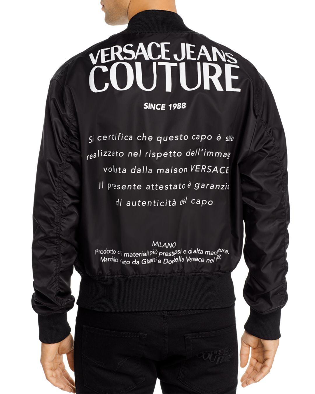 Versace Jeans Couture Leo Chain Reversible Regular Fit Bomber Jacket in  Black for Men | Lyst