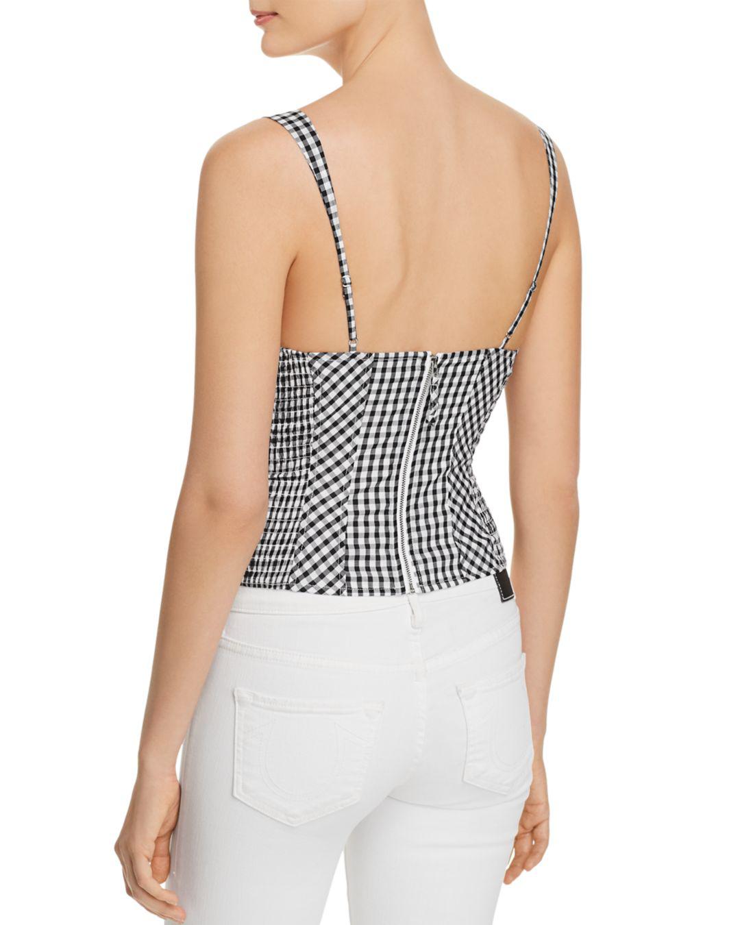 Guess Gingham Bustier Top in Black - Lyst