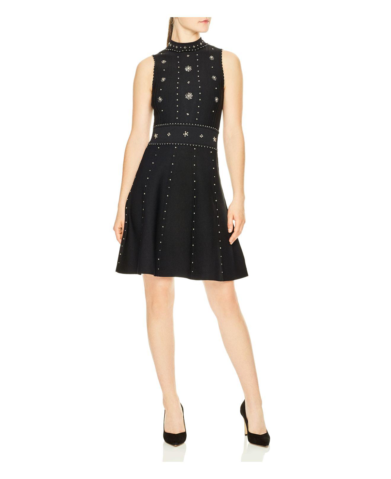 Sandro Matti Embellished Knit Dress in Black Lyst