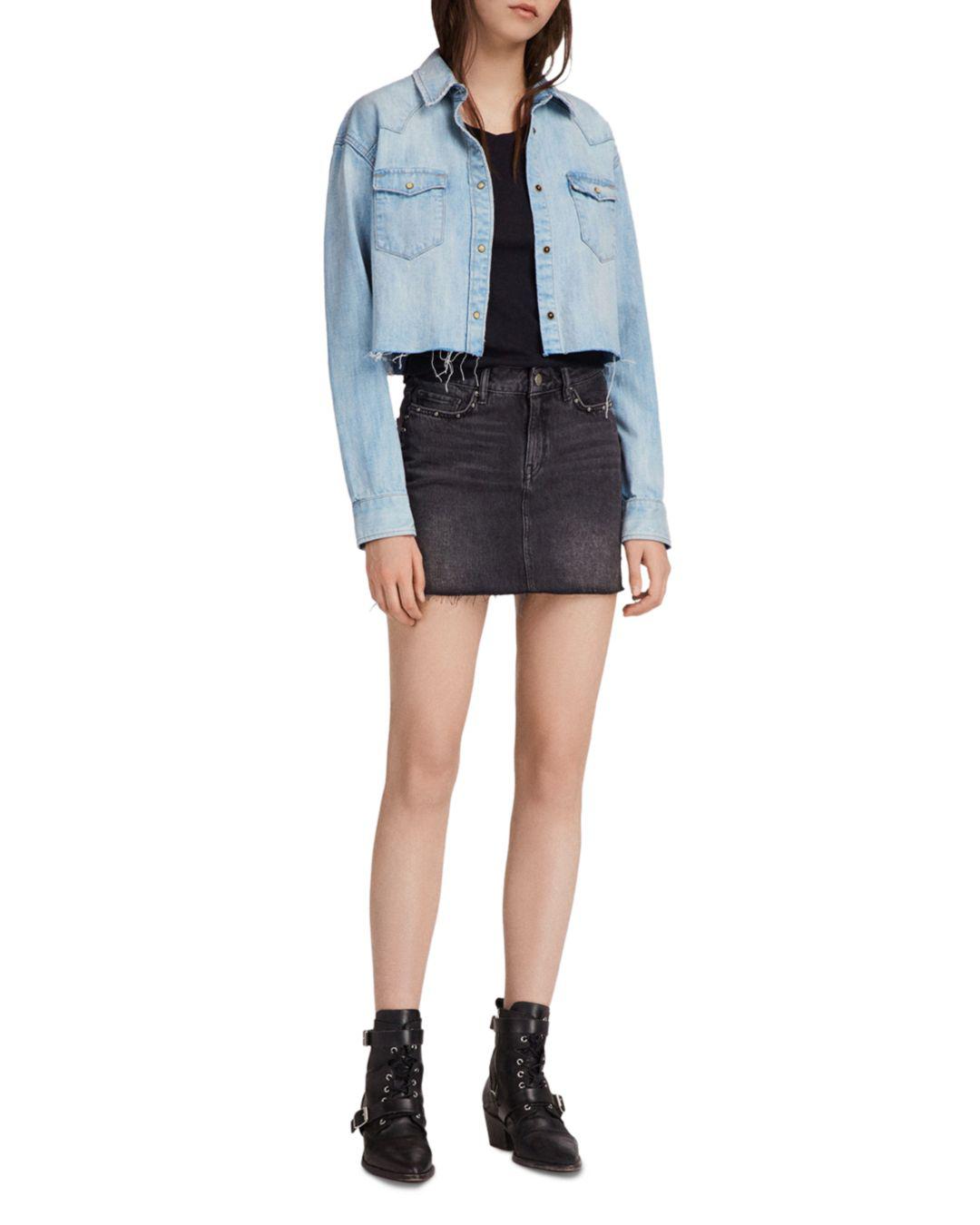 all saints cropped denim jacket