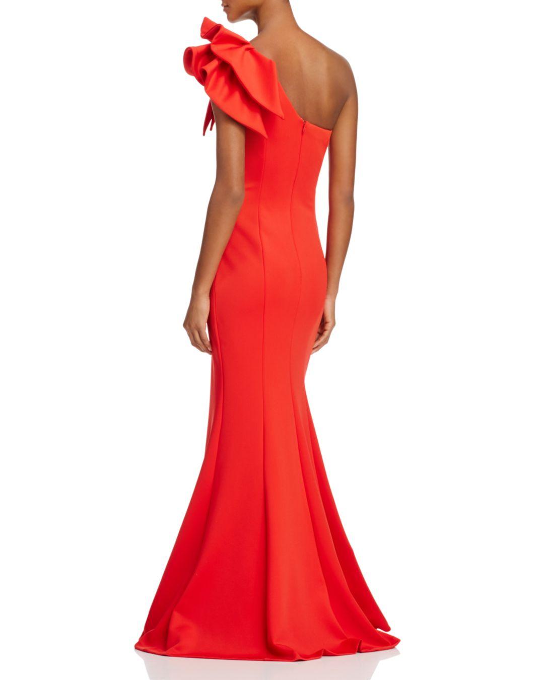 betsy and adam ruffled one shoulder dress