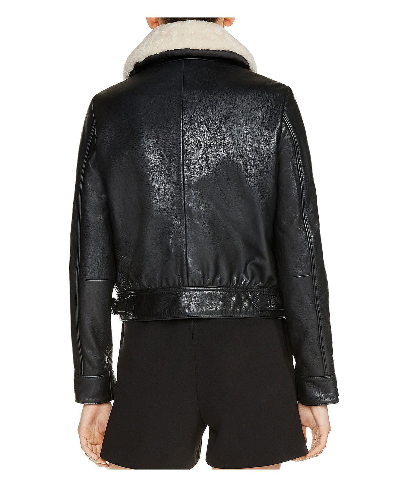maje shearling leather jacket