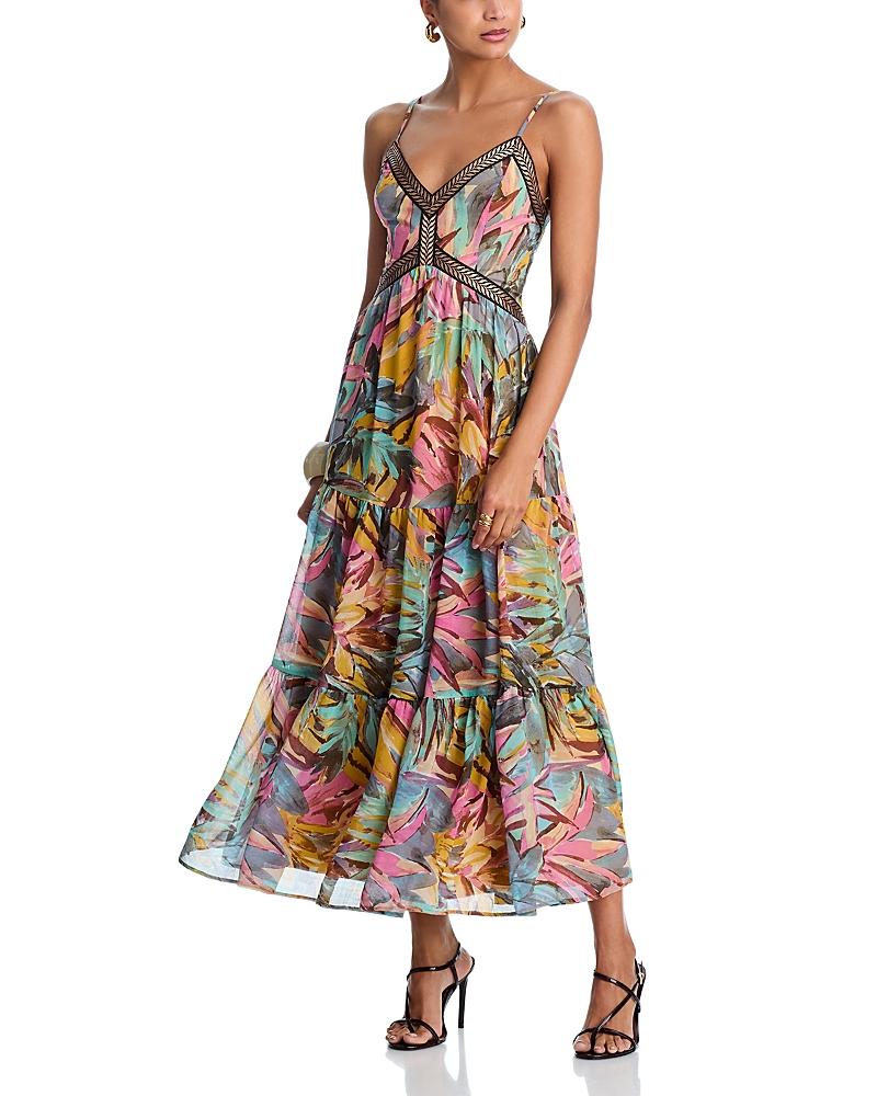 knee length dresses for ladies Poly USA 9408 Beaded Sleeveless Tiered Ruffled Slit Gown main image 0