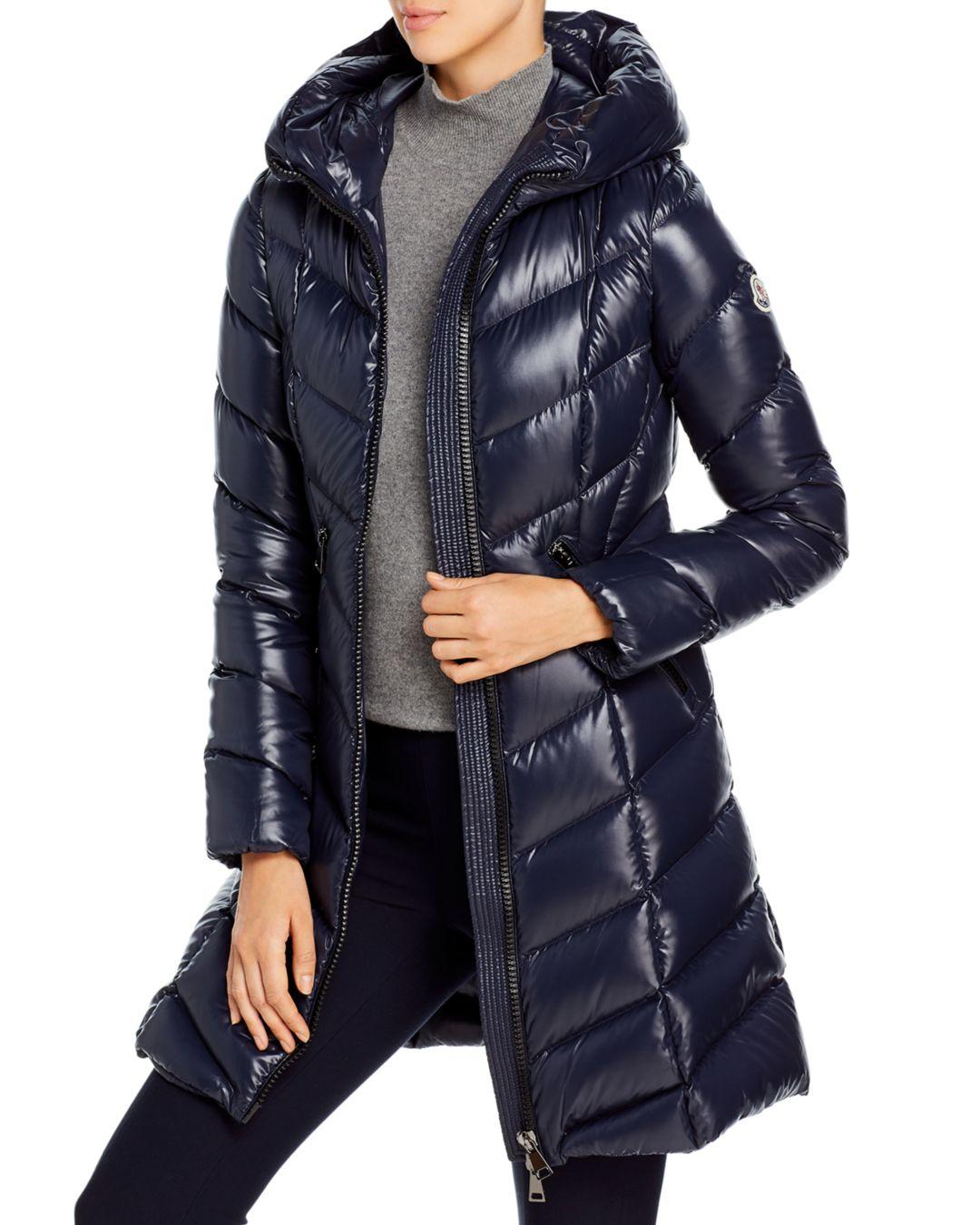 long navy down coat
