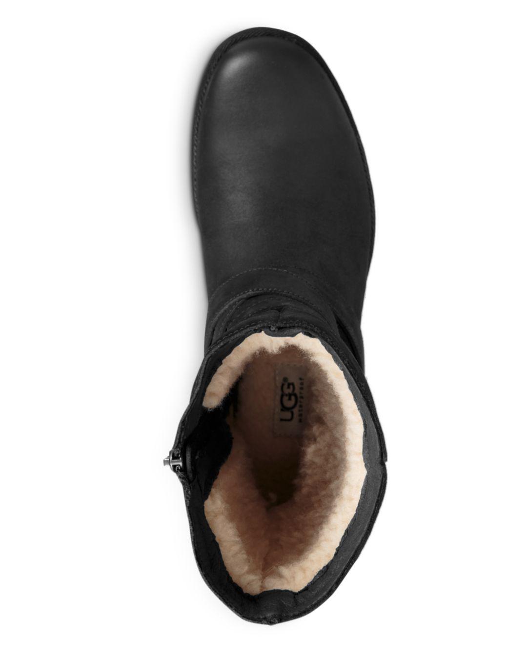 womens black leather ugg boots